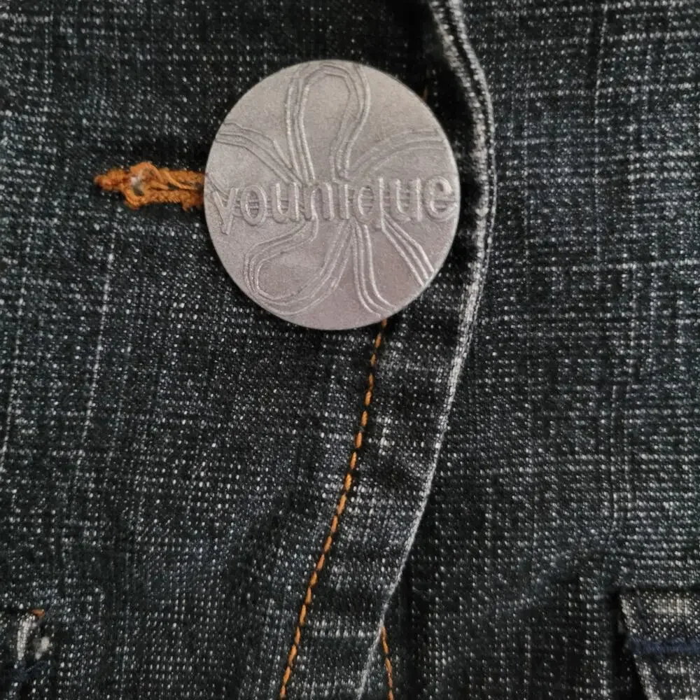 Younique Black Denim Blazer Tailored Jacket S Structured Workwear Casual Edgy
